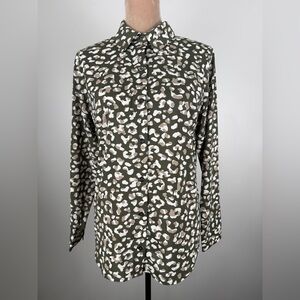 OTTO Olive and Beige Leopard Print Blouse